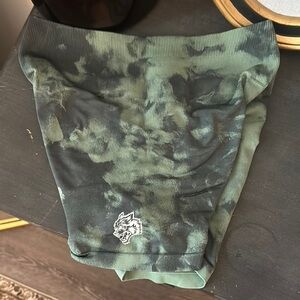DARC SPORT Wolf Print Green Tie-Dye Shorts